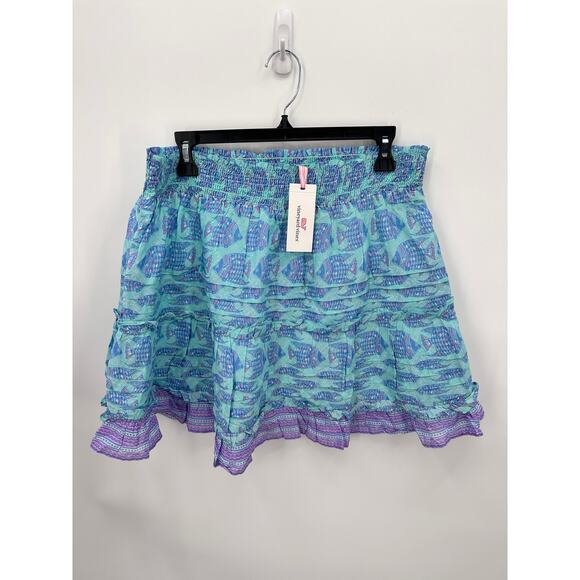 VINEYARD VINES NWT Tang Fish Smocked Skirt in Crystal Blue // XL - Picture 4 of 11